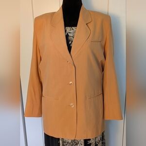 VINTAGE ANNE KLEIN II 100% SILK Women's Sz S Jacket Blazer Light Orange EUC